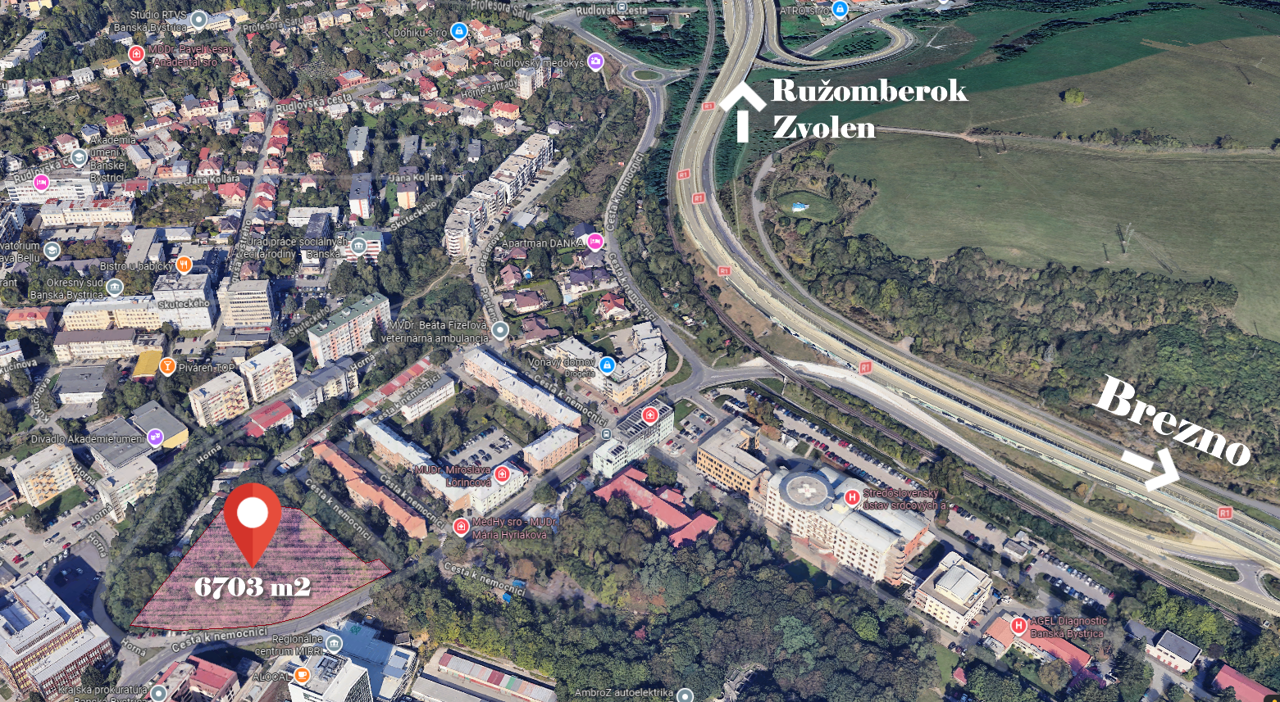 Investičný pozemok pre polyfunkčnú výstavbu, Banská Bystrica