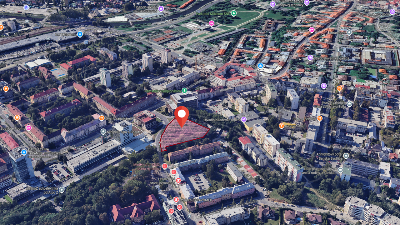 Investičný pozemok pre polyfunkčnú výstavbu, Banská Bystrica
