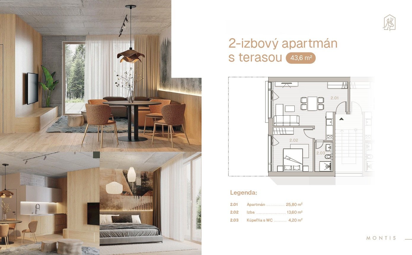 Krásny 2 izbový apartmán v rezorte Montis Jasná