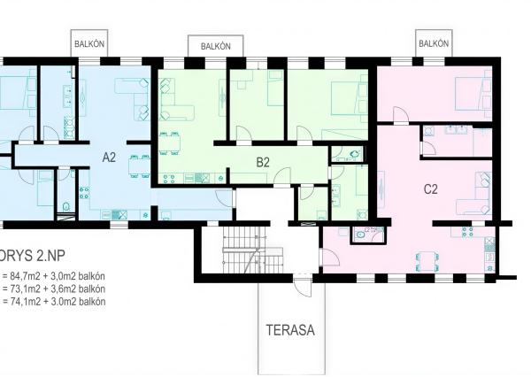 Nové štýlové 2 izbové byty v centre mesta, Liptovský Mikuláš