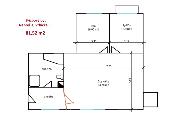 Na predaj 3-izbový byt, Liptovský Mikuláš - Nábrežie