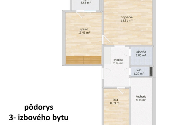 Na Prenájom 3‑izbový byt s loggiou v pokojnej časti Palúdzky – Liptovský Mikuláš
