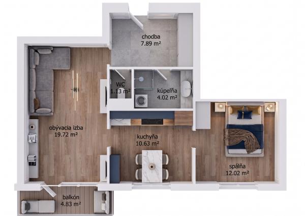 Moderný 2-izbový byt s nádherným výhľadom v centre Ružomberka