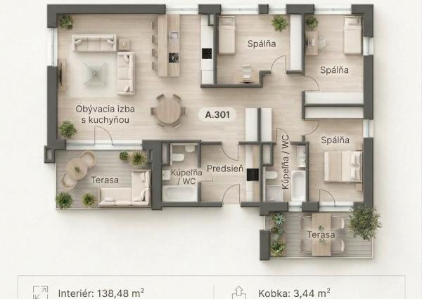 VÝNIMOČNÝ 4-IZBOVÝ BYT S DVOMI TERASAMI A SÚKROMÍM NA NAJVYŠŠOM POSCHODÍ | PETROVIČOVO NÁBREŽIE